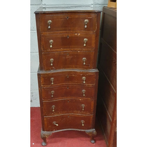 985 - A 20th Century Mahogany miniature concave Chest on Chest.
H 116 x W 40 x D 50 cm approx.