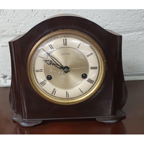 990 - A good vintage Mantel Clock along with an early 20th Century Oak example and a walnut and parquetry ... 