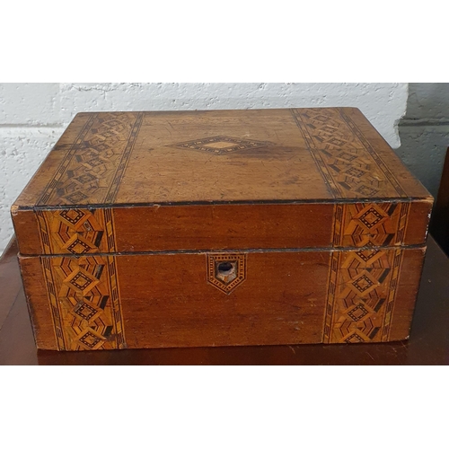 990 - A good vintage Mantel Clock along with an early 20th Century Oak example and a walnut and parquetry ... 