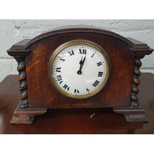 990 - A good vintage Mantel Clock along with an early 20th Century Oak example and a walnut and parquetry ... 