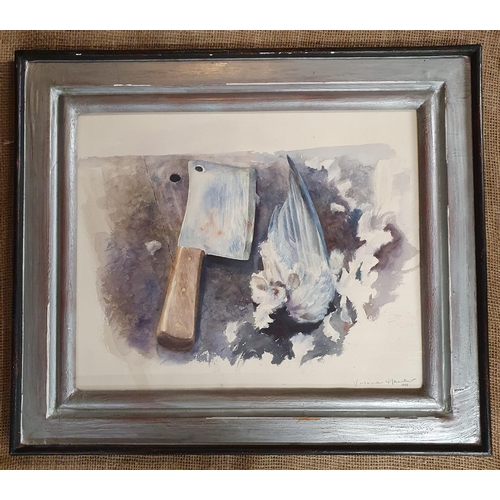 1124 - Yvonne Hawker. A 20th Century Watercolour 'Bird strike'. Signed LR. 39 x 40 cm approx.