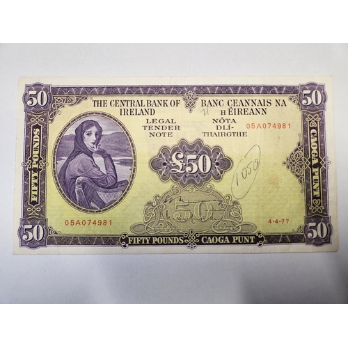 280 - A 1977 £50 Note serial number 05A074981.
The Central Bank of Ireland Lady Lavery Note.