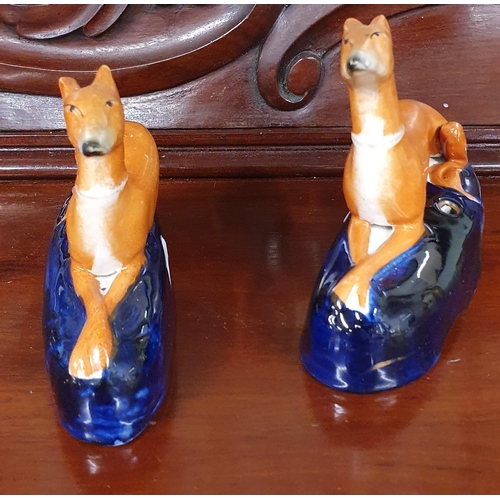 170 - A good pair of 19th Century Staffordshire figures of Greyhounds. W 17 x H 13 cm approx.