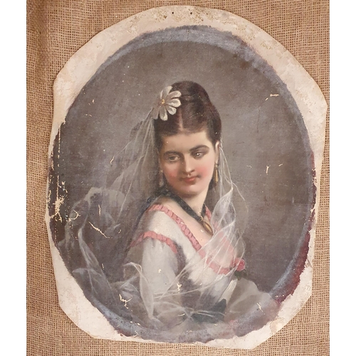 214 - A 19th Century Oil on Canvas of a young Spanish Woman in a good gilt frame.
frame size H 73 x 60 cm ... 