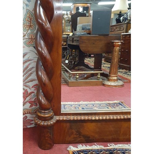 80 - A magnificent 19th Century Mahogany Hall Mirror of superb quality with barley twist pillared outline... 