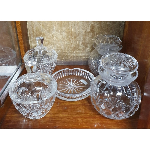 647 - A quantity of Irish Crystal to include two brandy balloons, a jam pot and other pots.