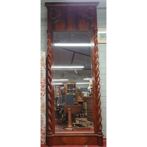 80 - A magnificent 19th Century Mahogany Hall Mirror of superb quality with barley twist pillared outline... 