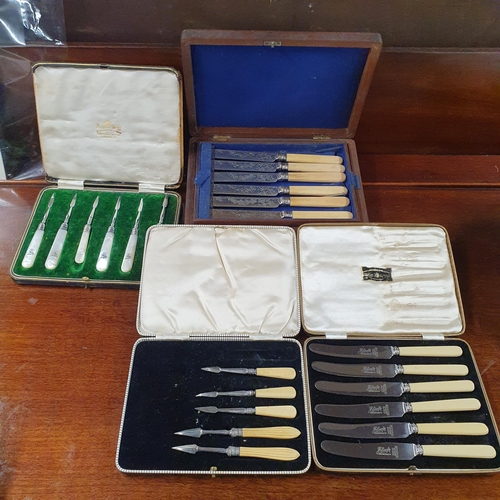 278 - A cased set of Silver ferruled Knives and Forks with bone handles along with a cased set of J E Beal... 