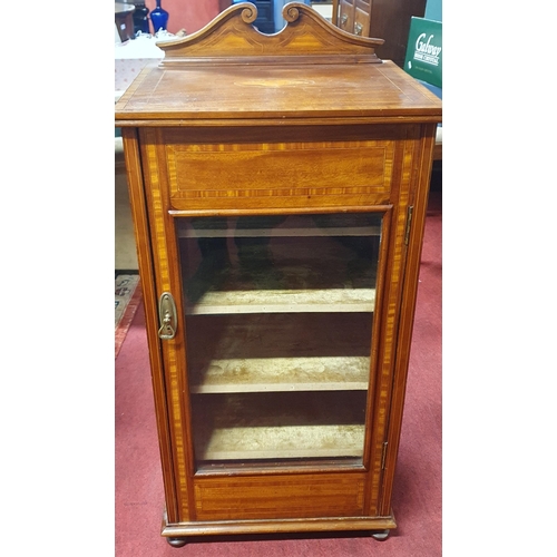 567 - An Edwardian Mahogany and inlaid Music Cabinet with glazed front door. 47 x 40 x H 100 cm approx.