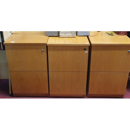 1279 - Three modern Timber effect filing Cabinets. 43 x 60 x H 72 cm approx.