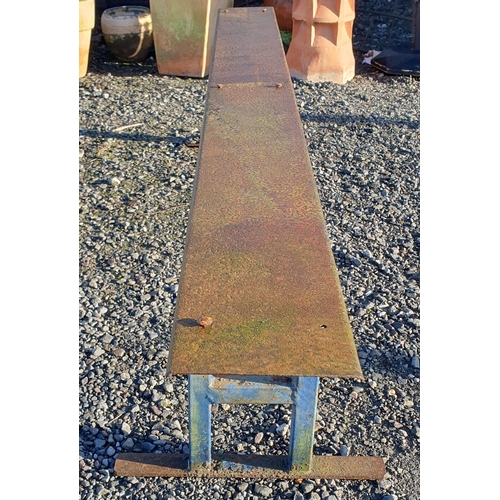 1403 - A long cast Iron Bench.
 H 46 x L 204 x W 23 cm approx.