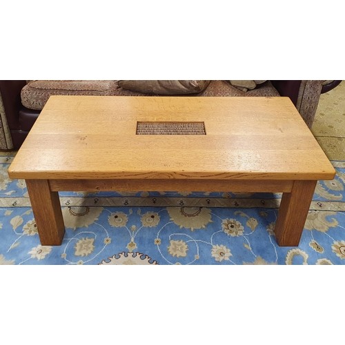 1416 - A square Oak Coffee Table on square supports by Bevel Furniture, Wexford.
H 46 x W 76 x D 76 cm appr... 