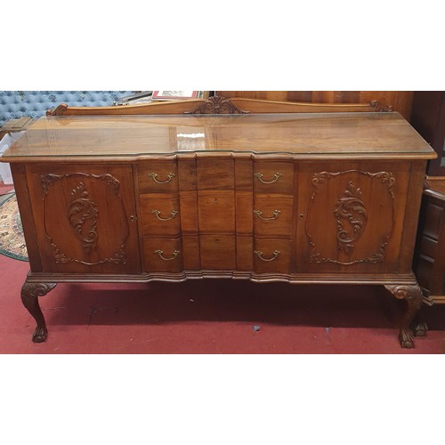 1295 - A good reproduction Mahogany Sideboard with carved and moulded front. 172 x 48 x H 102 cm approx.