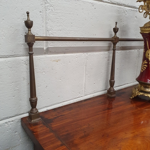 926 - A very large 19th Century Mahogany Pedestal Sideboard with brass gallery back. 183 x 78 x H 130 cm a... 