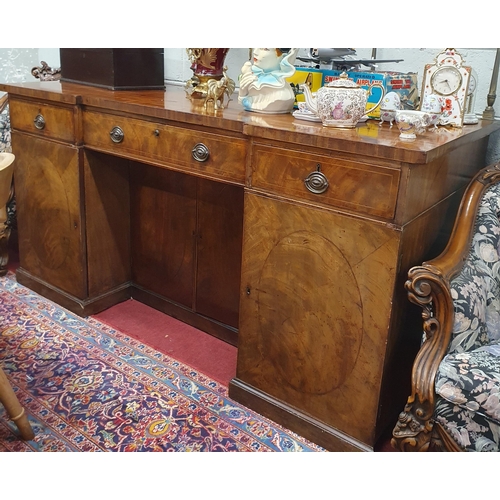 926 - A very large 19th Century Mahogany Pedestal Sideboard with brass gallery back. 183 x 78 x H 130 cm a... 