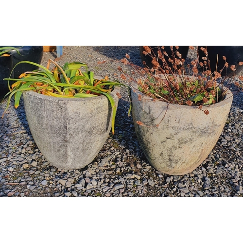 1394 - A pair of stoneware Pots.
H 37 x D 40 cm approx.