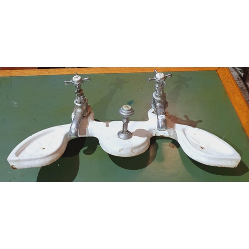 1433 - A retro Cast Iron and Enamel Boot room Sink along with a set of taps.
H 56 x W 40 x D 30 cm approx.