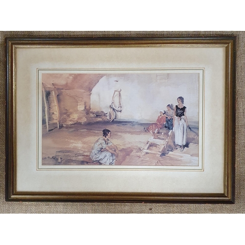 174 - Two early William Russell Flint Coloured Prints of girls beside the sea and women in the kitchen.
45... 