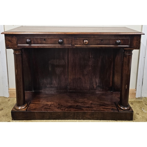 189 - A good 19th Century Mahogany Side Cabinet with twin frieze drawers on pillar supports.
W 126 x D 42 ... 