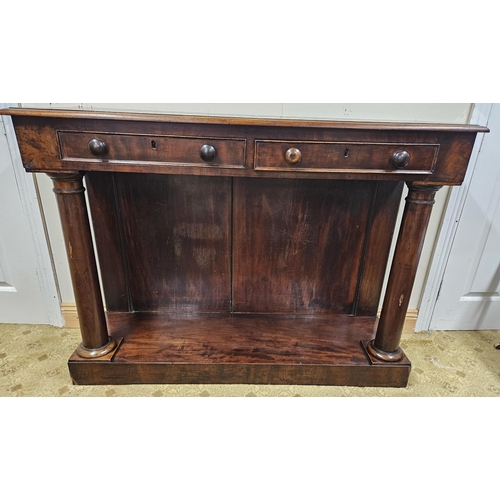 189 - A good 19th Century Mahogany Side Cabinet with twin frieze drawers on pillar supports.
W 126 x D 42 ... 