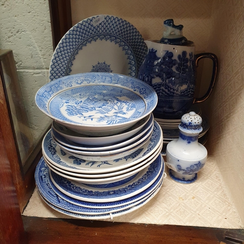 227 - 19th Century Tea Wares along with a quantity of 19th Century and later blue and white to include Wil... 