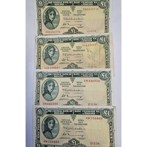 294 - Three 1974 £1 Notes along with a 1975 £1 Note.
The Central Bank of Ireland Lady Lavery Note.