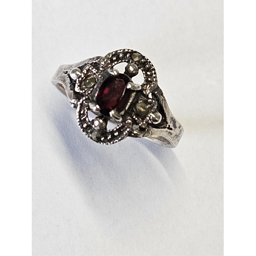 317 - A Silver and Gem set Ring, size P.