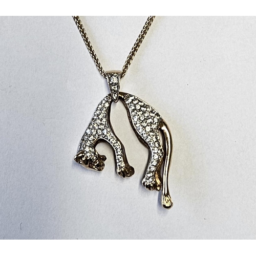 368 - A 9ct Gold, Diamond Pendant in the form of a Panther with a 9ct Gold Chain.