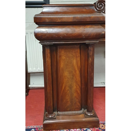 457 - A good 19th Century Mahogany Irish pedestal Sideboard with highly carved back. 190 x 65 x H 118 cm a... 