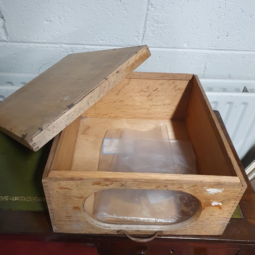 456 - A good set of four vintage Haberdashery Boxes with lift up lids and glass panelled fronts, 38 x 33 c... 