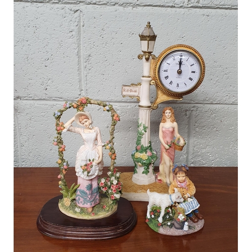 444 - A quantity of Decorative Figures to include a lamp and a clock.