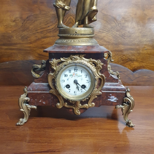 459 - A Superb 19th Century Clock depicting a loving couple. H 52 cm approx.