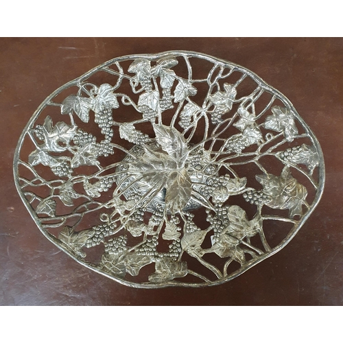 33 - A Silver Plate Centre Dish with grape detail along with a centre dish with swan outline. 
27 x 14 cm... 