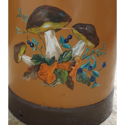 31 - An unusual Vintage early 19th Century Milk Churn with hand painted detail on brown ground depicting ... 