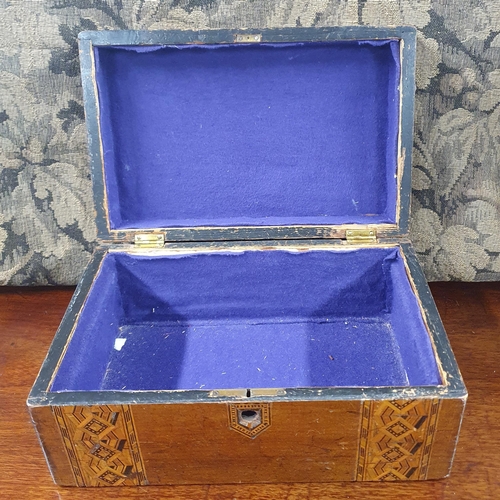 781 - A 19th Century Walnut Box with parquetry inlay.
W 28 x D 18 x H 13 cm approx.