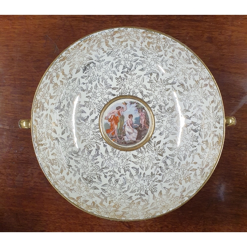 785 - A Limoges hand decorated Plate along with other English pottery and porcelain. D 23 cm approx.