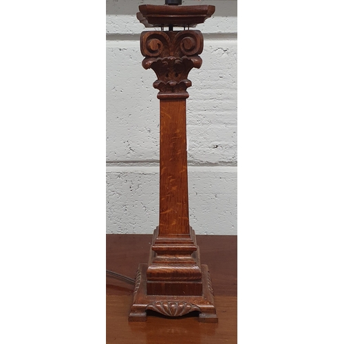 825 - A late 19th early 20th Century columned Table Lamp. H 40  cm approx.