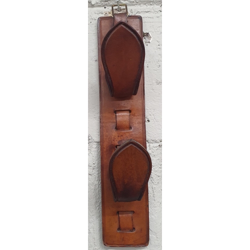 827 - A good Leather Hunting themed Coat Hanger. H 37  cm approx.