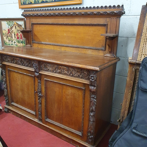 892 - Of Superb quality. A 19th Century Oak Side Cabinet with gallery back. 153 x 53 x H 148 cm approx.