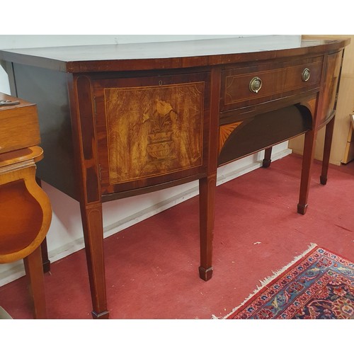 964 - A 19th Century Mahogany bow fronted Sideboard with inlaid front and square tapered supports.
183 x 6... 