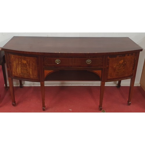 964 - A 19th Century Mahogany bow fronted Sideboard with inlaid front and square tapered supports.
183 x 6... 