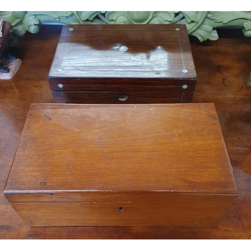 995 - Two 19th Century Jewellery Boxes the Rosewood example having mother of pearl inlay. 25 x 16, 17 x 14... 