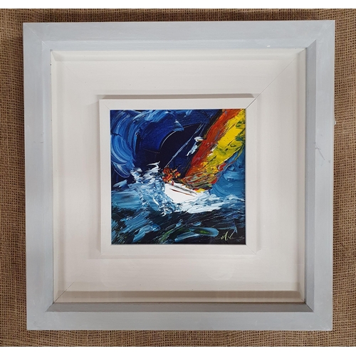 998 - Declan Marry (Irish). An Oil on Canvas of a sailing ship in full sail on very choppy waters. Signed ... 