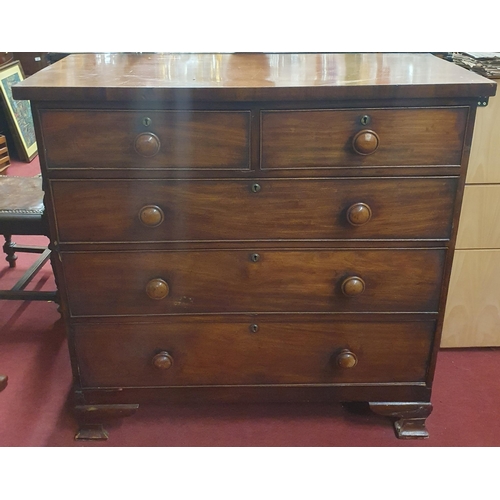 1206 - A Georgian Mahogany Chest of Drawers with two short over three long. 106 x 47 x H 104 cm approx.