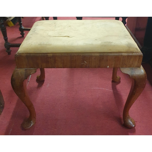 1209 - A late 19th early 20th Century Walnut rectangular Stool with cabriolet supports. 61 x 46 x H 48 cm a... 