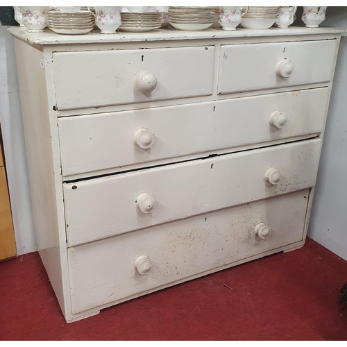 1211 - A 19th Century painted Pine Chest of Drawers, two short over three long. 111 x 46 x H 91 cm approx.