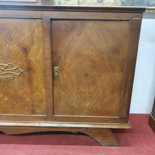 1229 - Of Superb quality. A large Art Deco Walnut and Veneered Side Cabinet. 220 x 52 x H 104 cm approx.