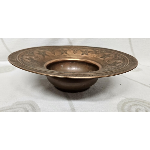 195 - A late 19th Century Copper centre Dish with star of David etched outline 39 1/2 cm diam approx.