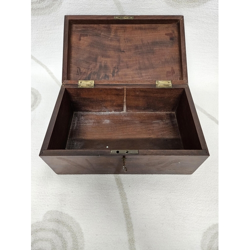 275 - A 19th Century solid Mahogany Box with flame grain detail. 28 x 17 x 12h cm approx.