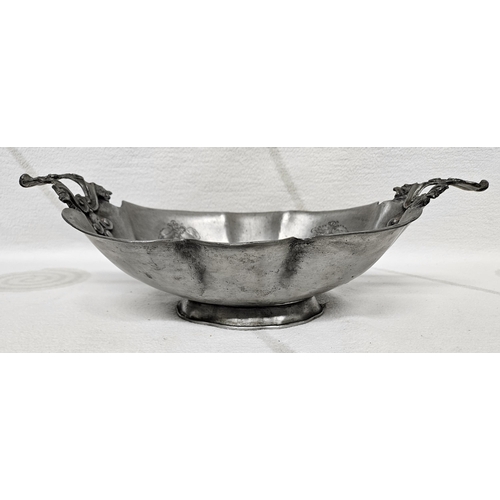 286 - A 19th Century Pewter Centre Dish with floral etching and foundry mark underneath. 40 x 23 cm approx... 